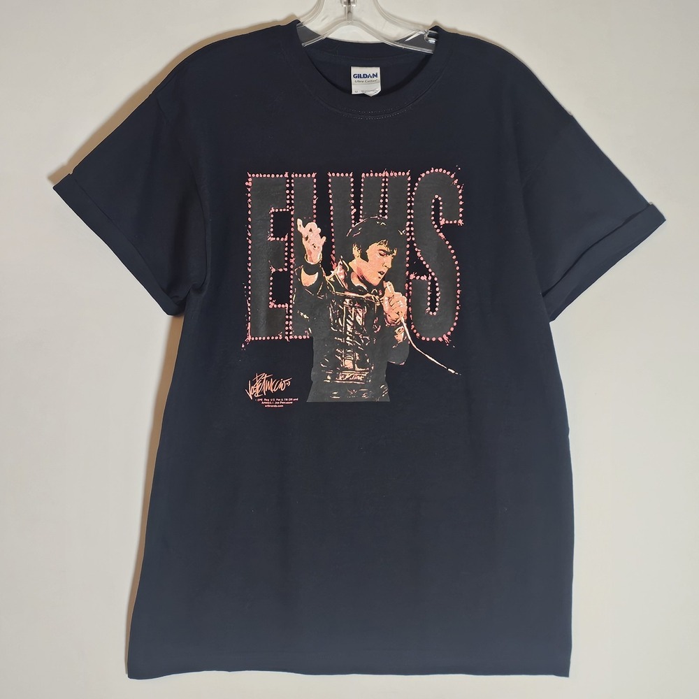 Joe Petruccio Elvis Presley Shirt Womens Medium Black Graphic Singing Spellout M